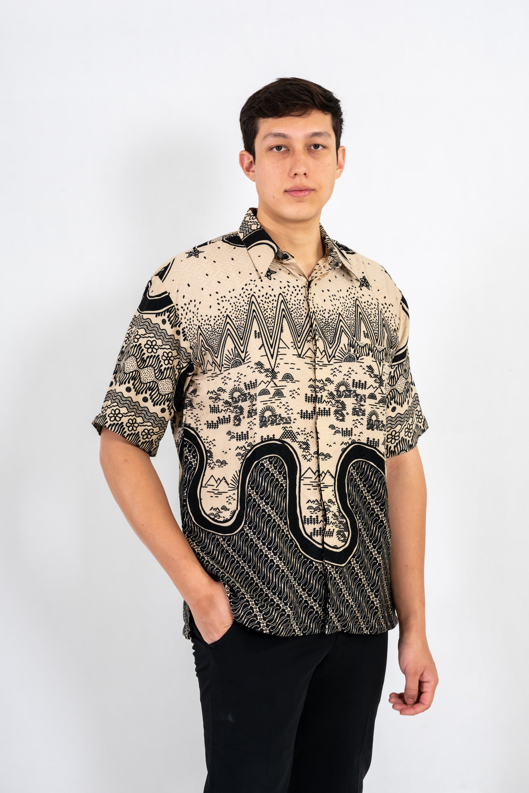 Men's Batik Shirt - Sandscape | Short Sleeves 1